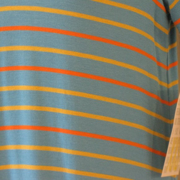 * 2/$15 LuLaRoe Christy Top XXS 2XS NWT $35 Blue Mustard & Orange Stripes - Picture 3 of 4